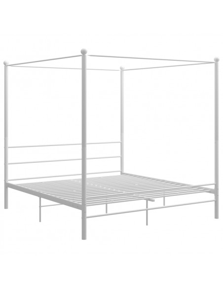 Letto a Baldacchino Bianco in Metallo 180x200 cm