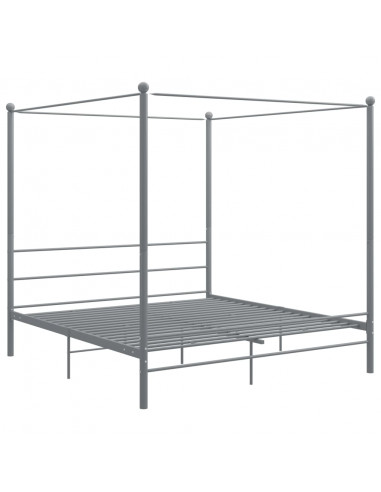 Letto a Baldacchino Grigio in Metallo 180x200 cm