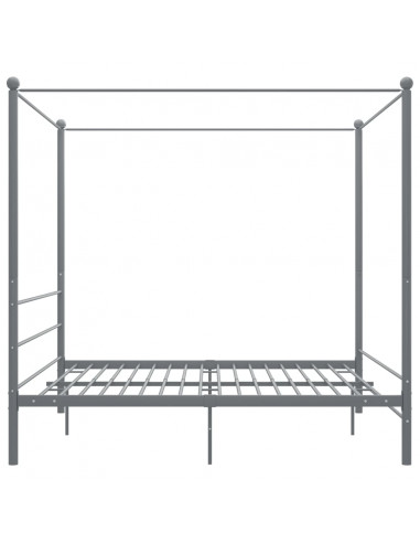 Letto a Baldacchino Grigio in Metallo 180x200 cm