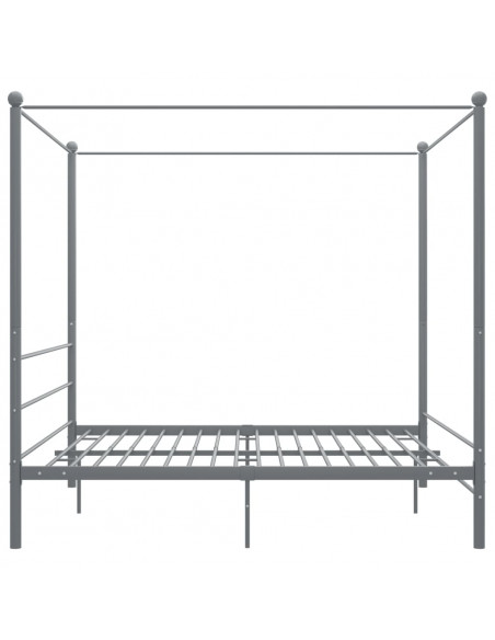 Letto a Baldacchino Grigio in Metallo 180x200 cm