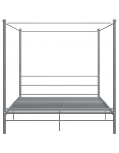 Letto a Baldacchino Grigio in Metallo 180x200 cm