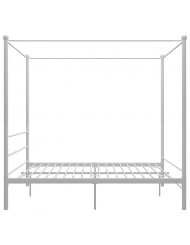 Letto a Baldacchino Bianco in Metallo 200x200 cm