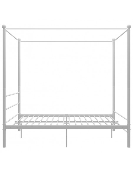 Letto a Baldacchino Bianco in Metallo 200x200 cm