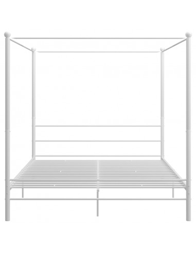 Letto a Baldacchino Bianco in Metallo 200x200 cm