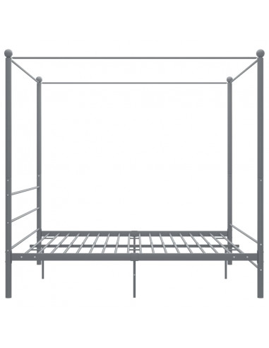 Letto a Baldacchino Grigio in Metallo 200x200 cm