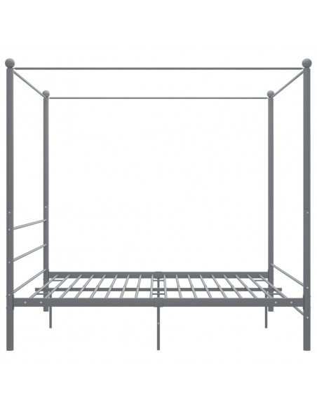 Letto a Baldacchino Grigio in Metallo 200x200 cm
