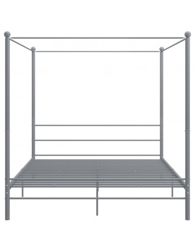 Letto a Baldacchino Grigio in Metallo 200x200 cm