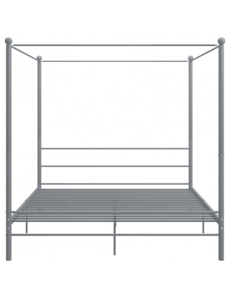 Letto a Baldacchino Grigio in Metallo 200x200 cm