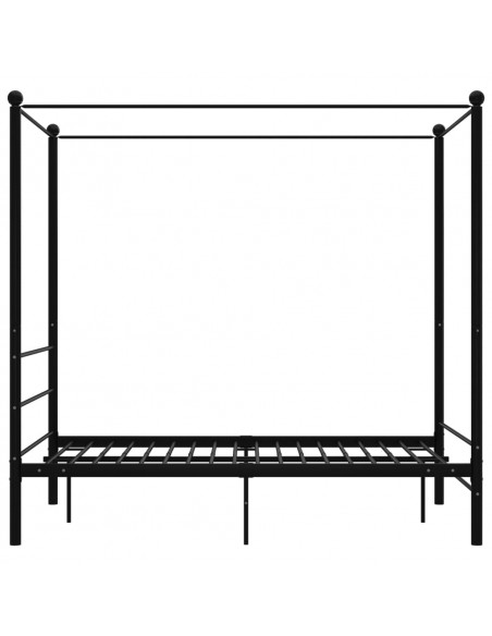 Letto a Baldacchino Nero in Metallo 120x200 cm