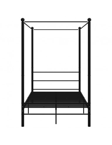 Letto a Baldacchino Nero in Metallo 120x200 cm
