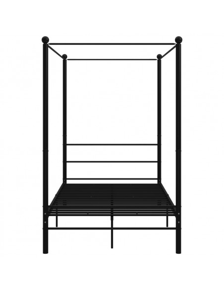 Letto a Baldacchino Nero in Metallo 120x200 cm