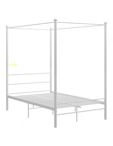 Letto a Baldacchino Bianco in Metallo 120x200 cm