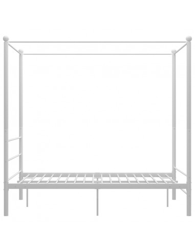 Letto a Baldacchino Bianco in Metallo 120x200 cm