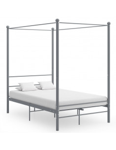 Letto a Baldacchino Grigio in Metallo 120x200 cm 2