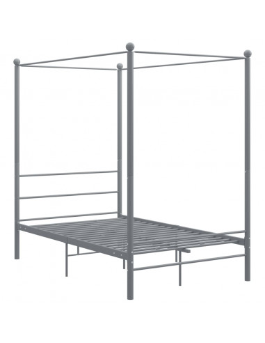 Letto a Baldacchino Grigio in Metallo 120x200 cm