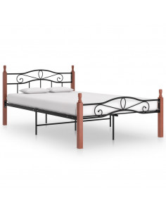 Giroletto Nero in Metallo e Legno Massello di Rovere 120x200 cm 2