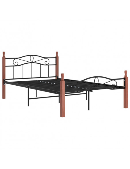 Giroletto Nero in Metallo e Legno Massello di Rovere 120x200 cm