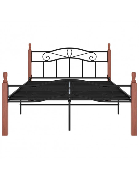 Giroletto Nero in Metallo e Legno Massello di Rovere 120x200 cm