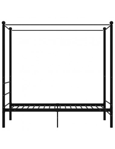 Letto a Baldacchino Nero in Metallo 90x200 cm