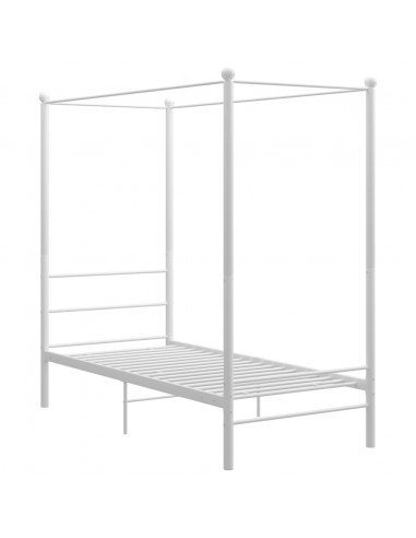 Letto a Baldacchino Bianco in Metallo 90x200 cm