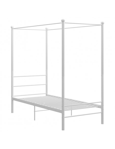 Letto a Baldacchino Bianco in Metallo 90x200 cm