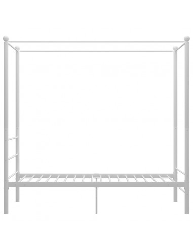 Letto a Baldacchino Bianco in Metallo 90x200 cm