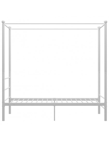 Letto a Baldacchino Bianco in Metallo 90x200 cm