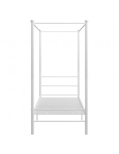 Letto a Baldacchino Bianco in Metallo 90x200 cm