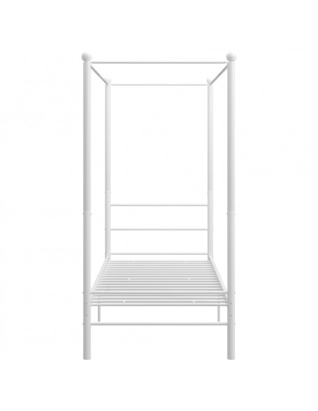 Letto a Baldacchino Bianco in Metallo 90x200 cm