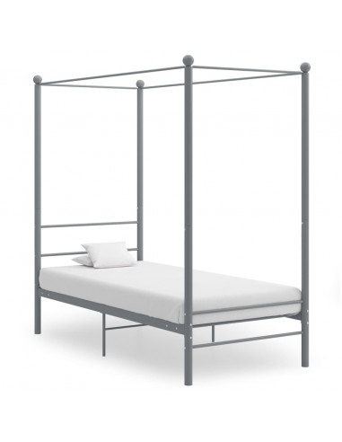 Letto a Baldacchino Grigio in Metallo 90x200 cm