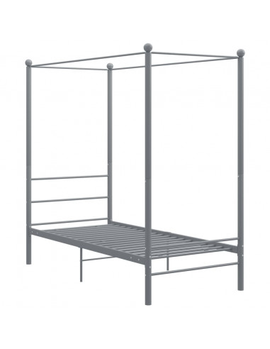 Letto a Baldacchino Grigio in Metallo 90x200 cm