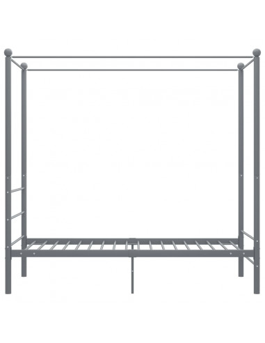 Letto a Baldacchino Grigio in Metallo 90x200 cm