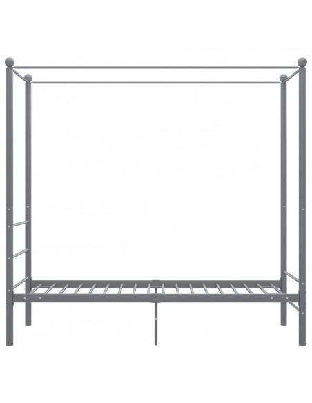 Letto a Baldacchino Grigio in Metallo 90x200 cm