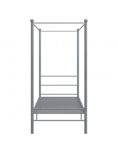 Letto a Baldacchino Grigio in Metallo 90x200 cm