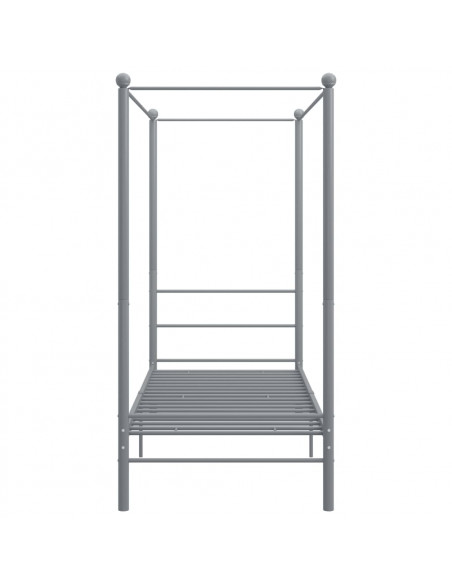 Letto a Baldacchino Grigio in Metallo 90x200 cm