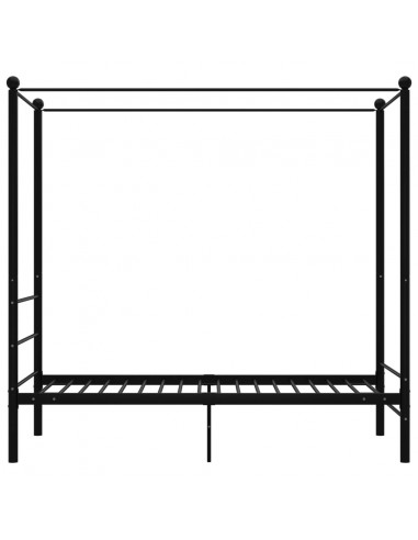 Letto a Baldacchino Nero in Metallo 100x200 cm