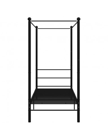 Letto a Baldacchino Nero in Metallo 100x200 cm