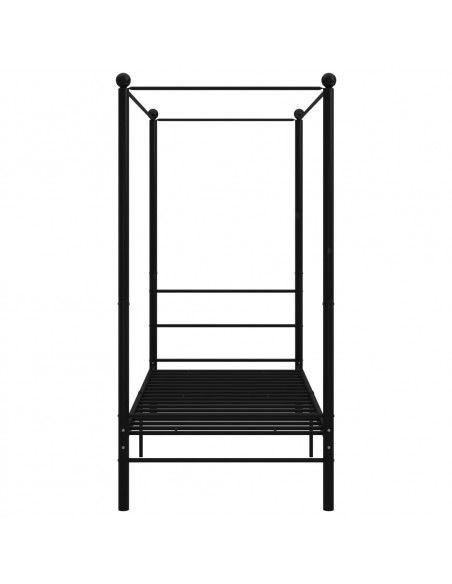Letto a Baldacchino Nero in Metallo 100x200 cm