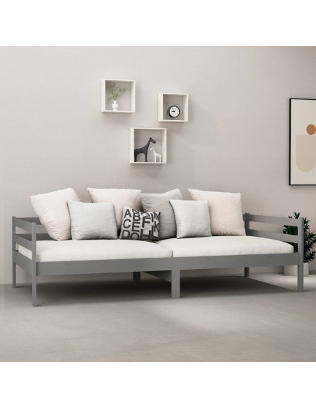 Dormeuse Grigia in Legno Massello di Pino 90x200 cm
