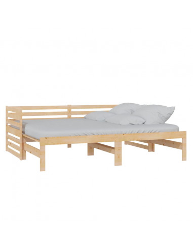 Divano Letto Estraibile in Legno Massello di Pino 2x(90x200) cm