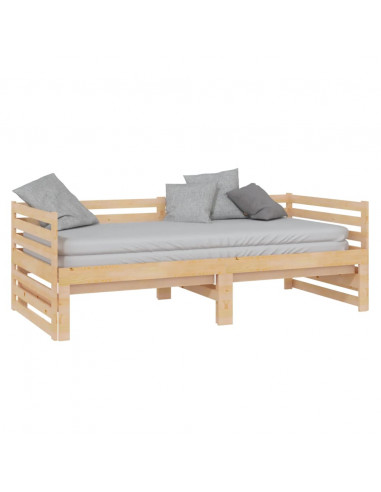 Divano Letto Estraibile in Legno Massello di Pino 2x(90x200) cm
