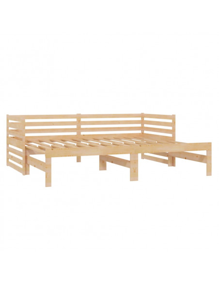 Divano Letto Estraibile in Legno Massello di Pino 2x(90x200) cm