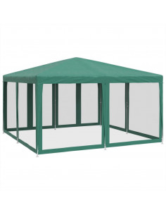 Tenda per Feste con 8 Pareti Laterali in Rete Verde 4x4 m HDPE