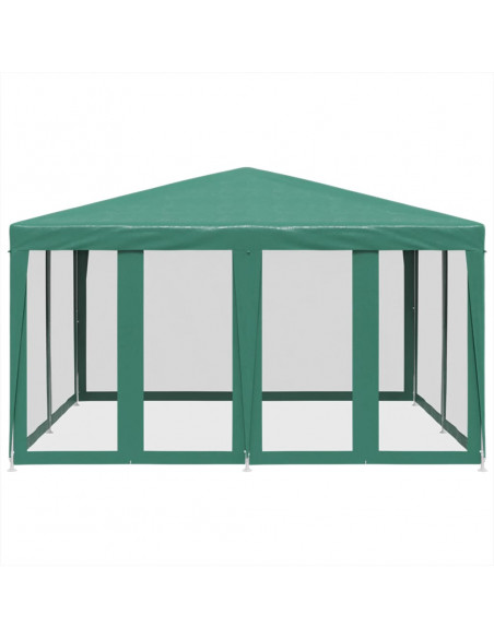 Tenda per Feste con 8 Pareti Laterali in Rete Verde 4x4 m HDPE