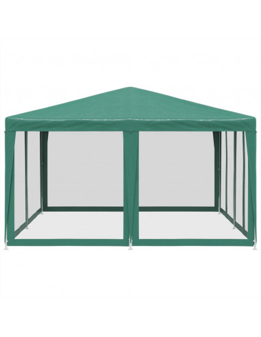 Tenda per Feste con 8 Pareti Laterali in Rete Verde 4x4 m HDPE