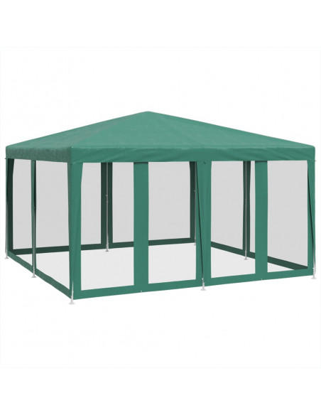 Tenda per Feste con 8 Pareti Laterali in Rete Verde 4x4 m HDPE