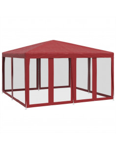 Tenda per Feste con 8 Pareti Laterali in Rete Rossa 4x4 m HDPE