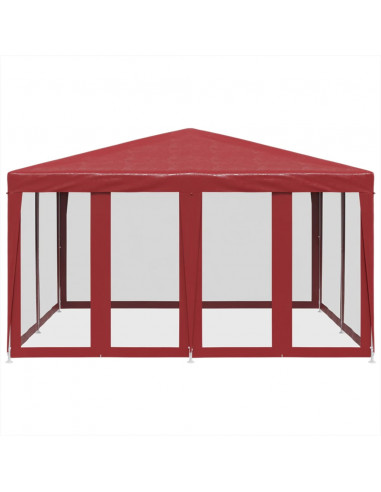 Tenda per Feste con 8 Pareti Laterali in Rete Rossa 4x4 m HDPE
