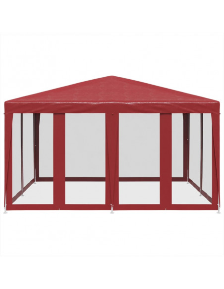 Tenda per Feste con 8 Pareti Laterali in Rete Rossa 4x4 m HDPE