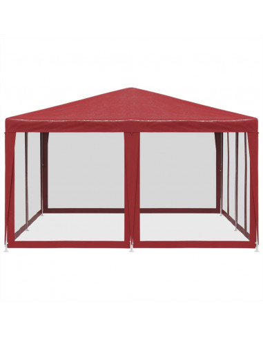 Tenda per Feste con 8 Pareti Laterali in Rete Rossa 4x4 m HDPE